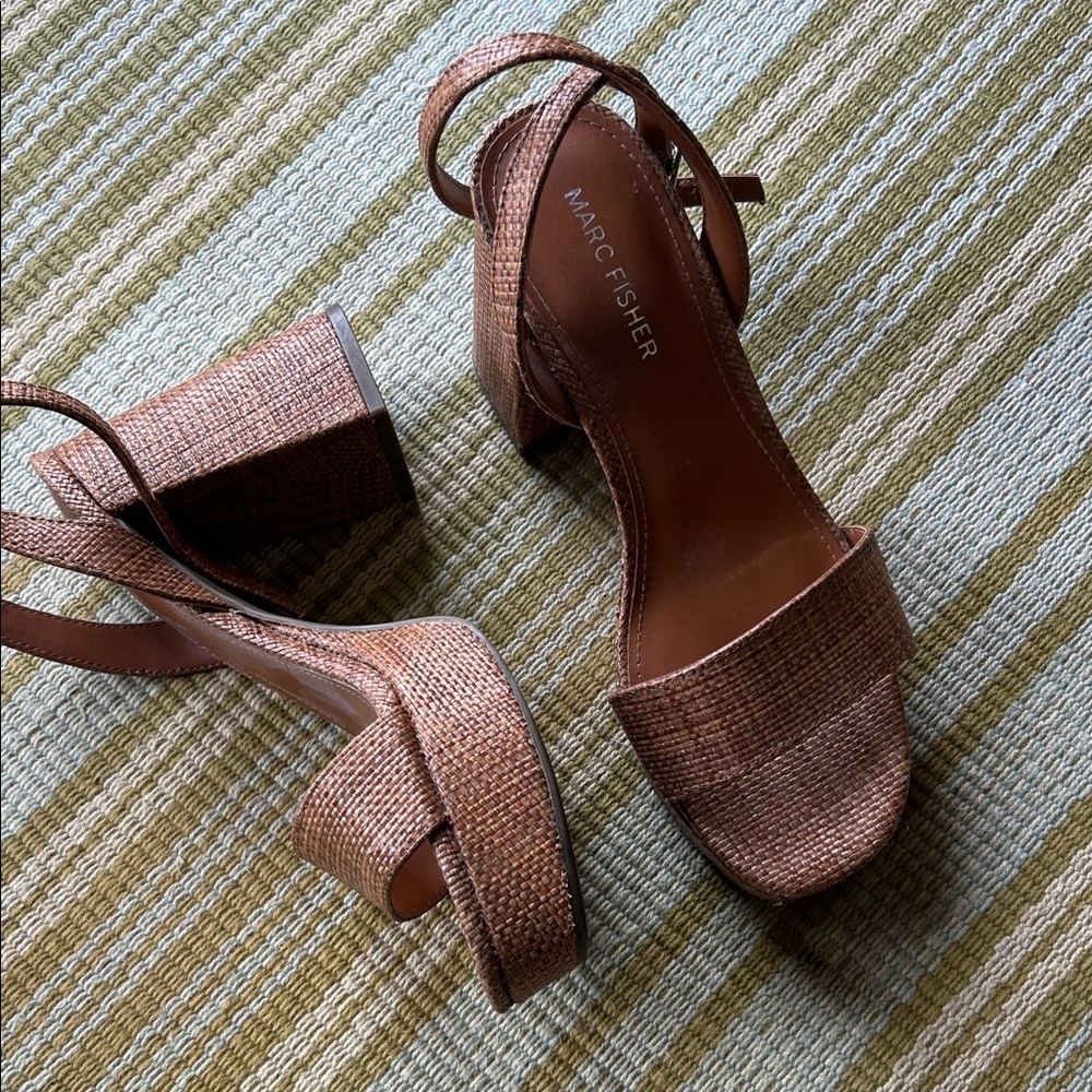 Marc Fisher Tan Women's Block Heel Sandals